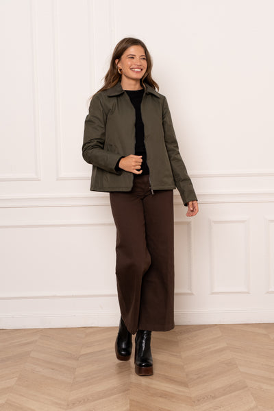 veste femme velours #couleur_kaki