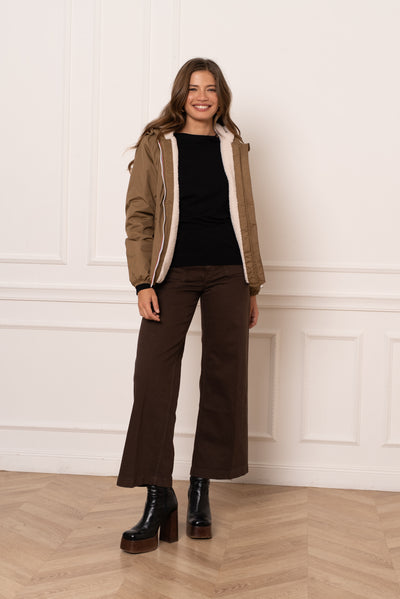 veste imperméable doublée polaire femme #couleur_camel