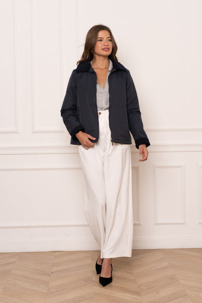 veste femme velours #couleur_marine