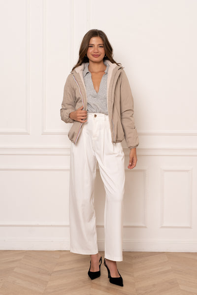 veste imperméable doublée polaire femme #couleur_beige