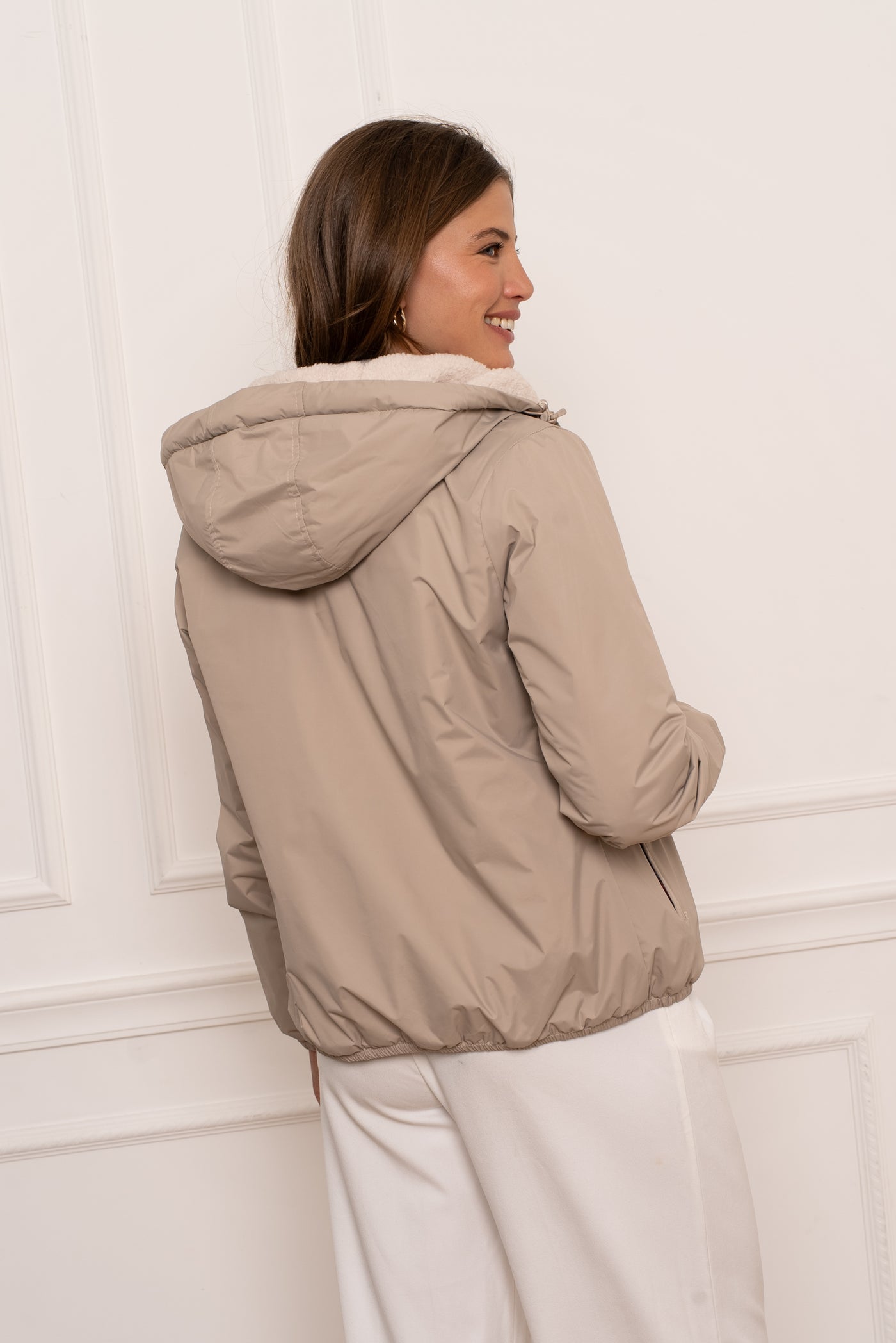 veste imperméable doublée polaire femme #couleur_beige