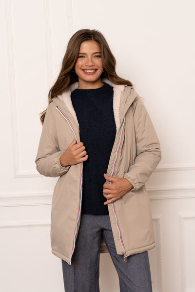Imperméable doublée polaire femme #couleur_beige