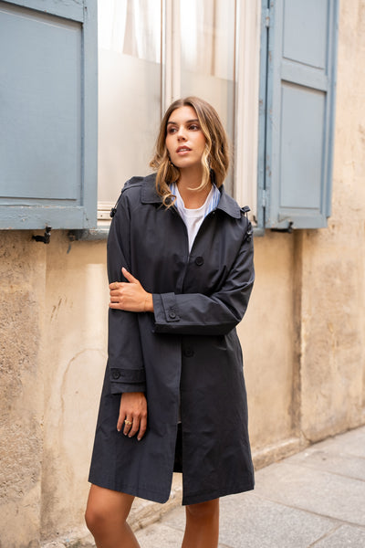 trench femme à capuche #couleur_marine