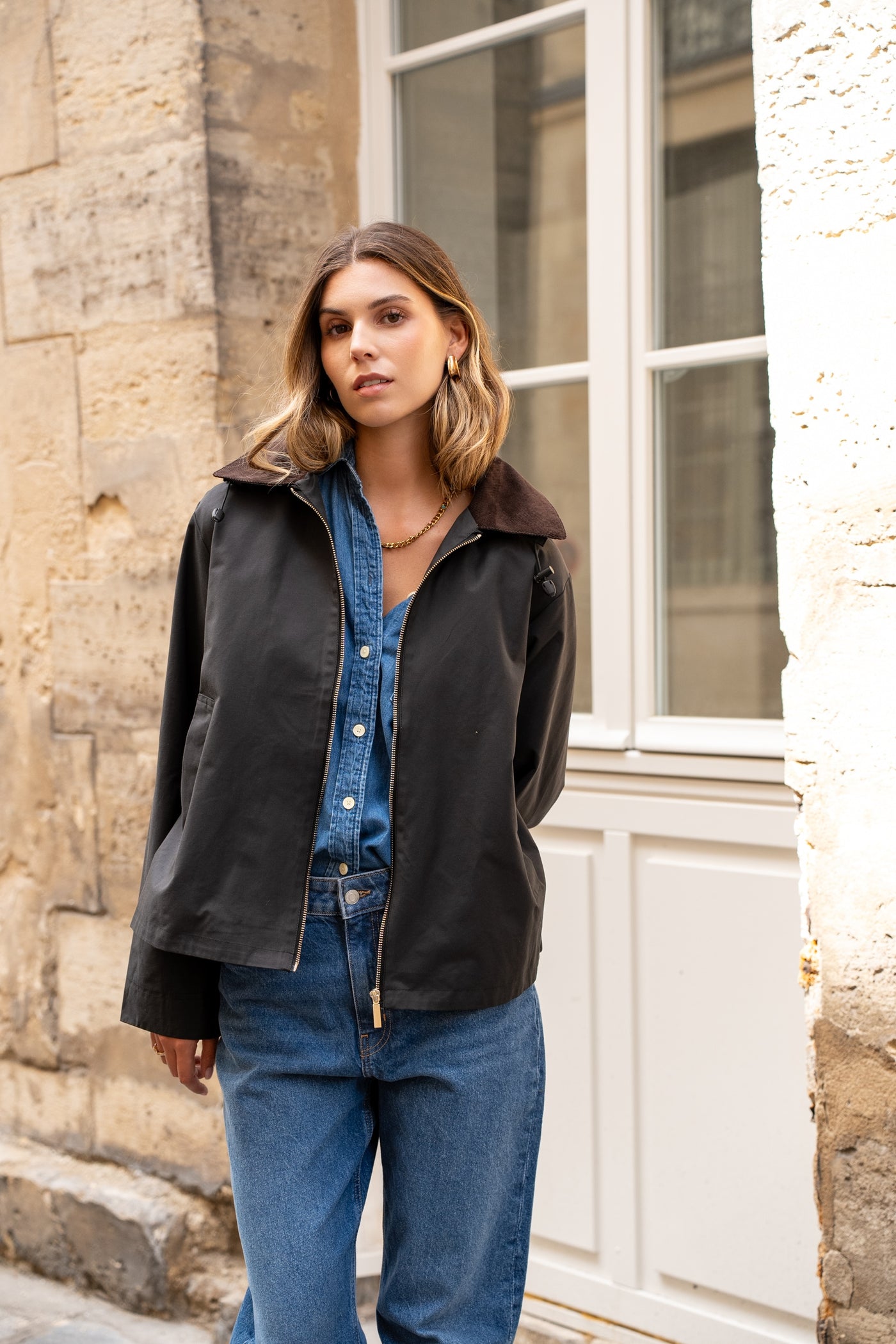 veste coton femme #couleur_noir