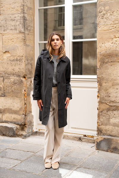trench femme à capuche #couleur_noir