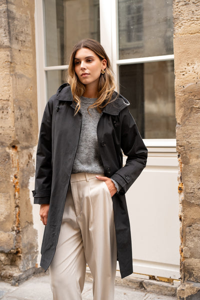 trench femme à capuche #couleur_noir