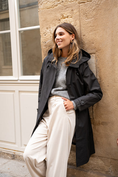 trench femme à capuche #couleur_noir