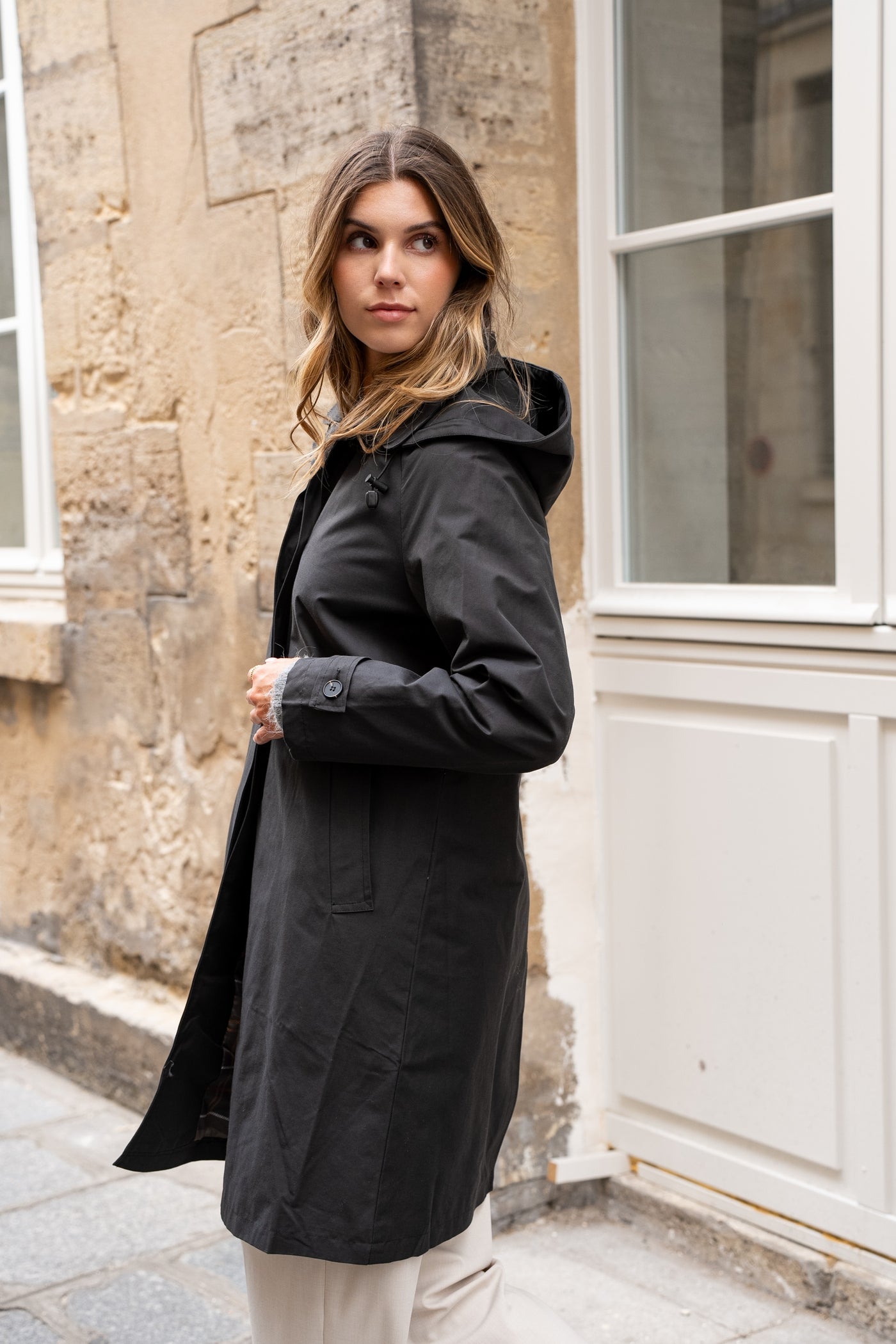 trench femme à capuche #couleur_noir