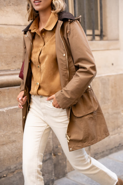 parka femme en coton #couleur_camel