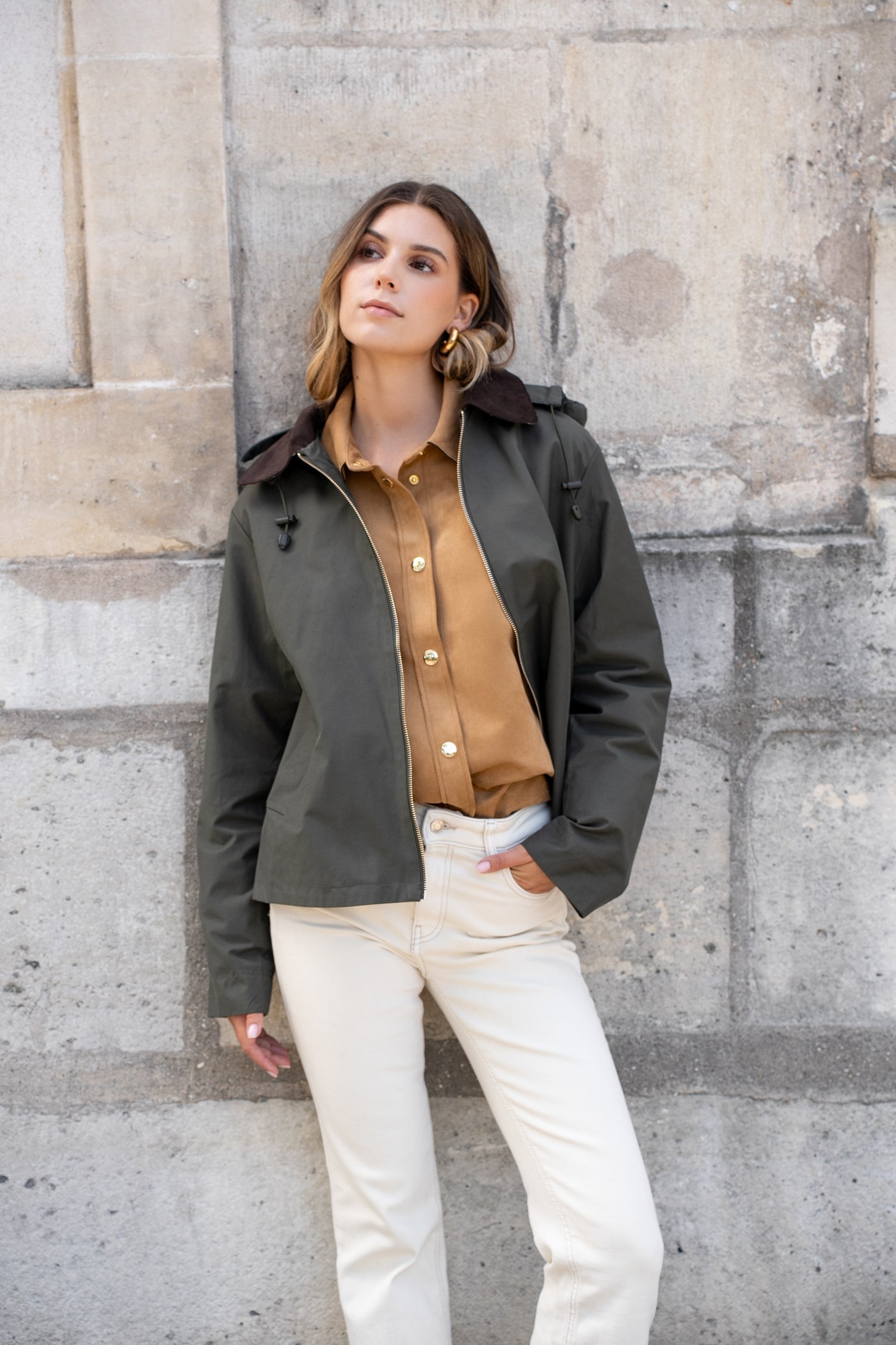veste coton femme #couleur_kaki