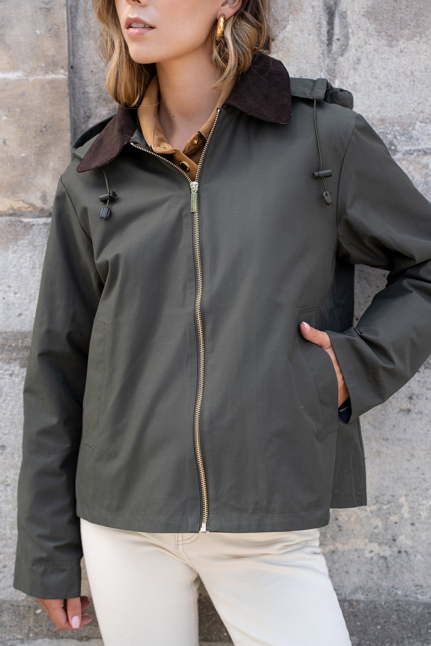 veste coton femme #couleur_kaki