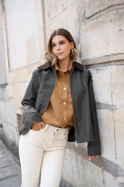 veste coton femme #couleur_kaki