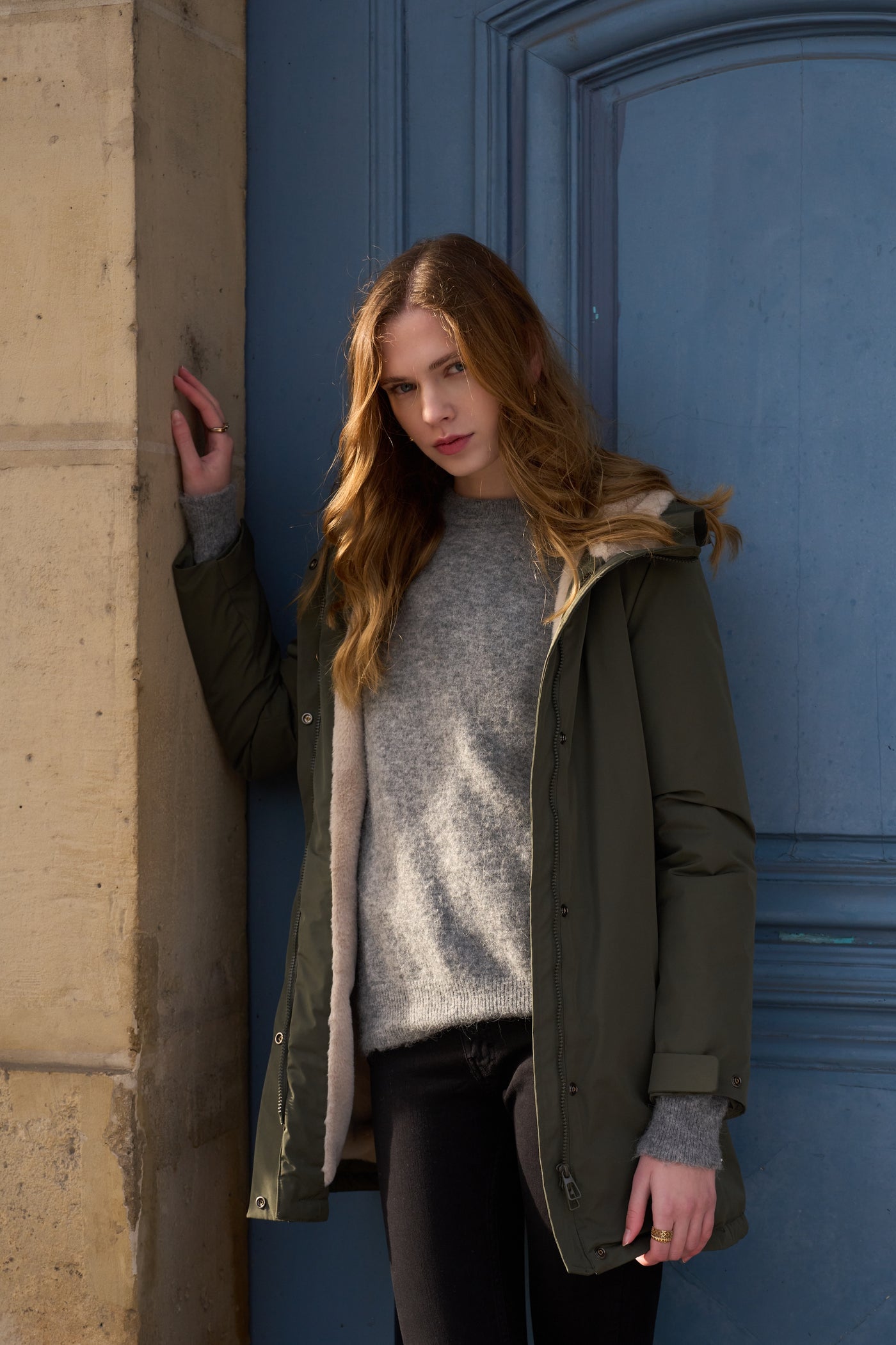 parka hiver femme #couleur_kaki-beige