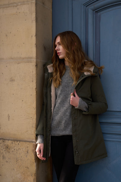 parka hiver femme #couleur_kaki-beige