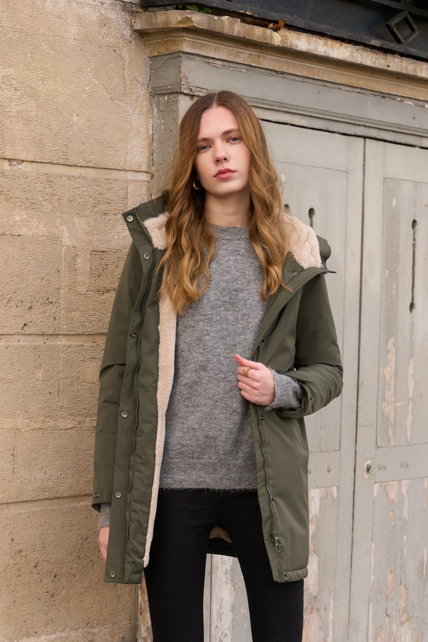 parka hiver femme #couleur_kaki-beige