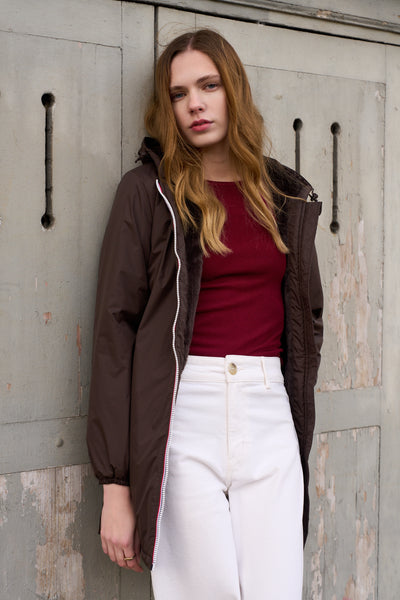 Coupe vent fourré femme Laura Jo #couleur_choco