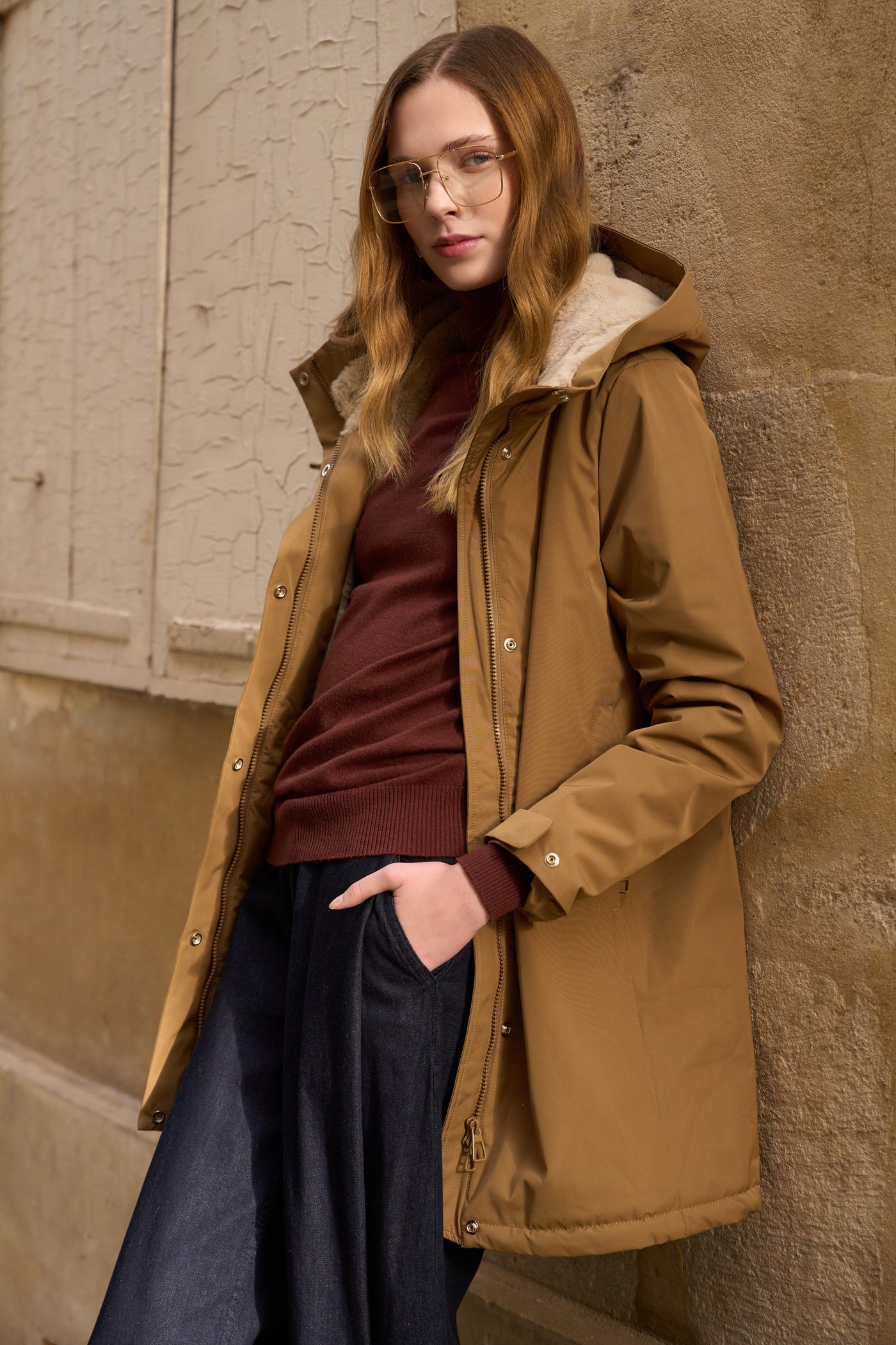 parka hiver femme #couleur_camel-beige