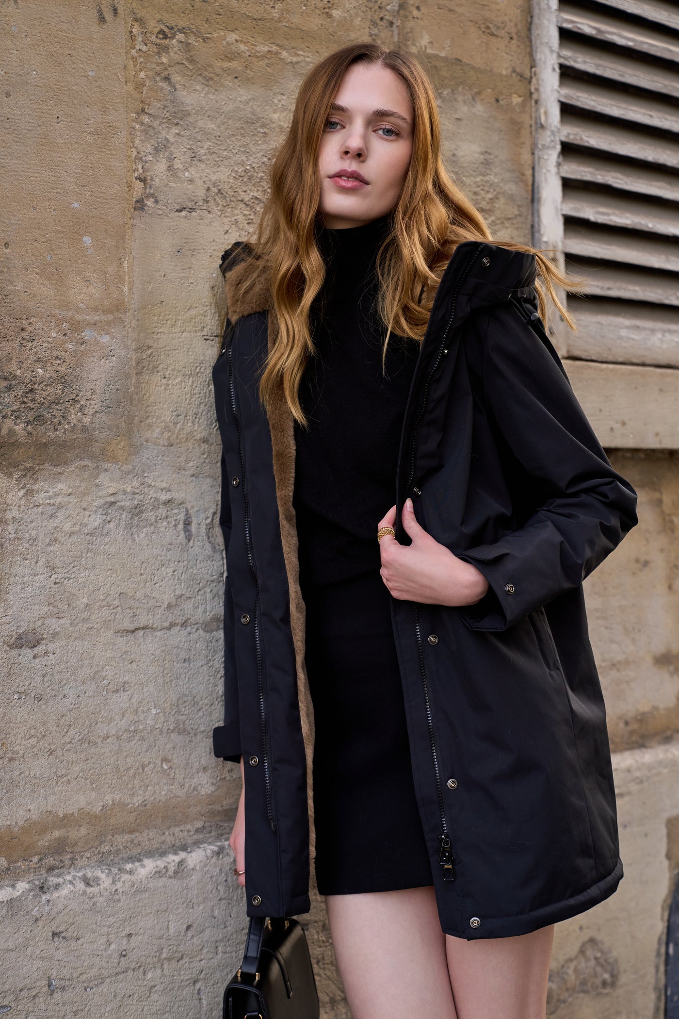 parka hiver femme #couleur_noir-camel