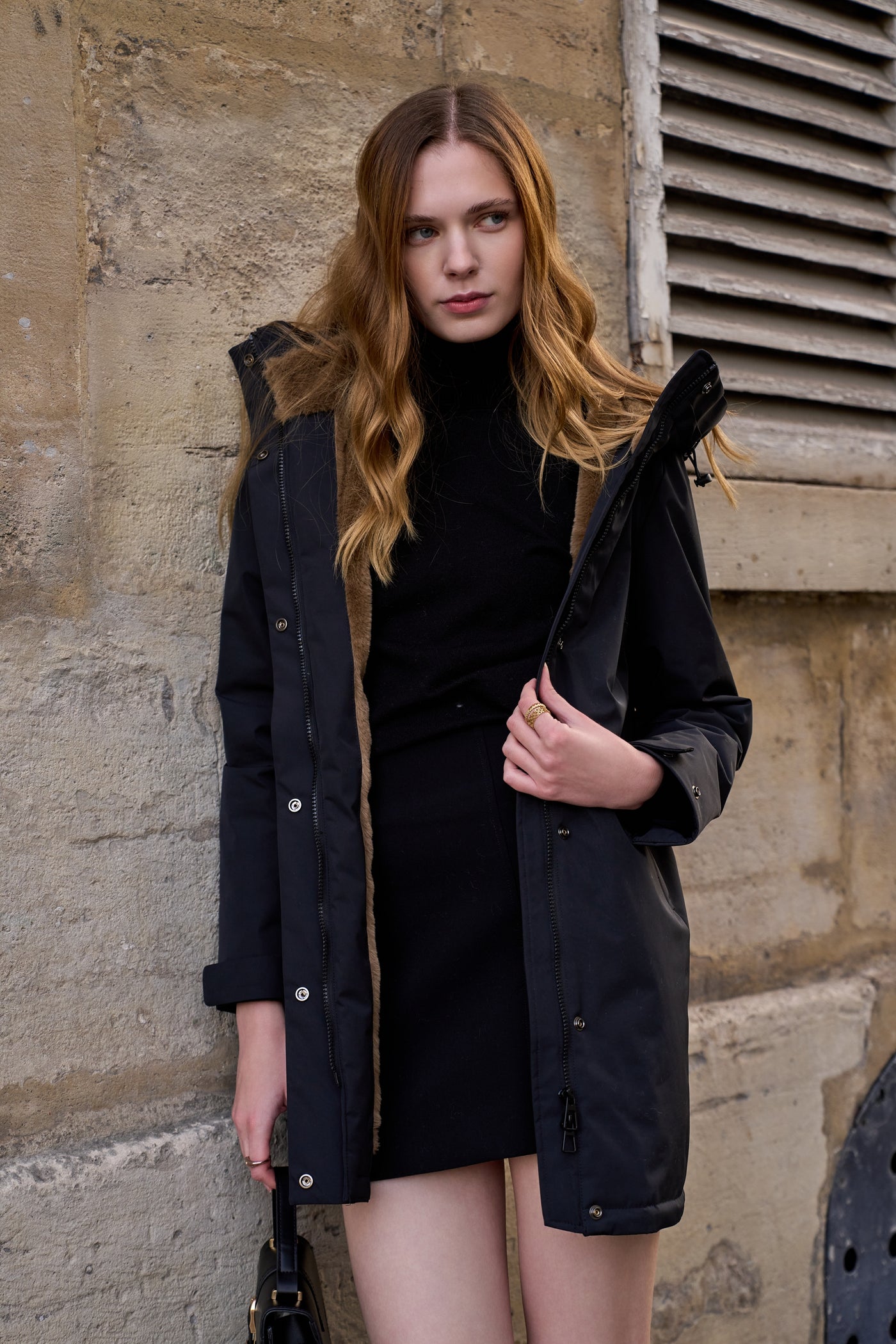 parka hiver femme #couleur_noir-camel