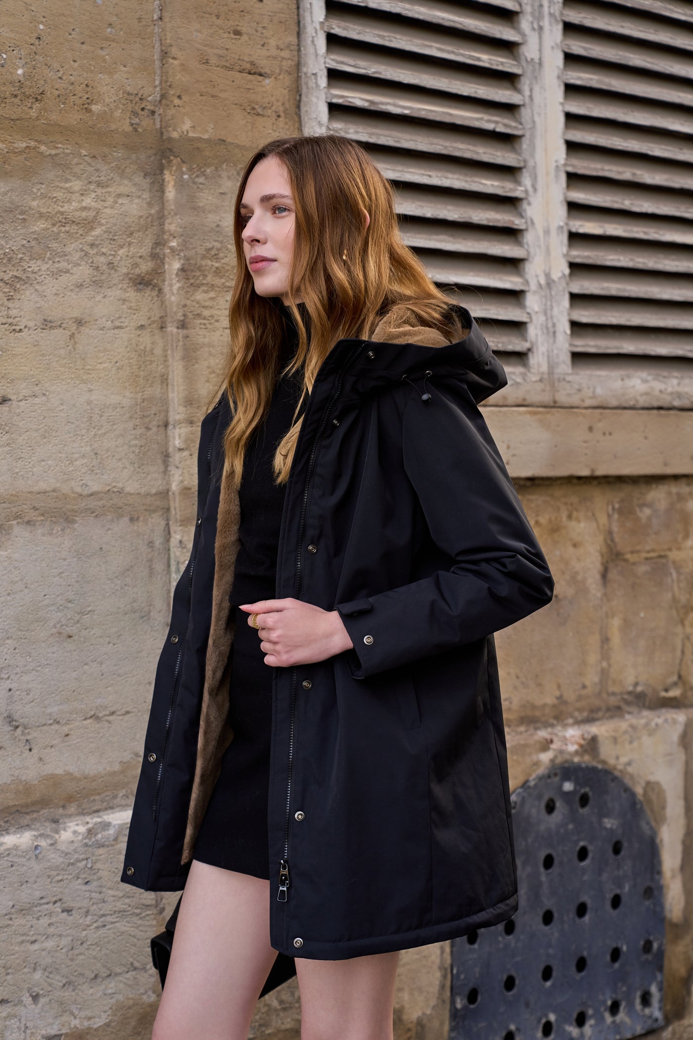 parka hiver femme #couleur_noir-camel