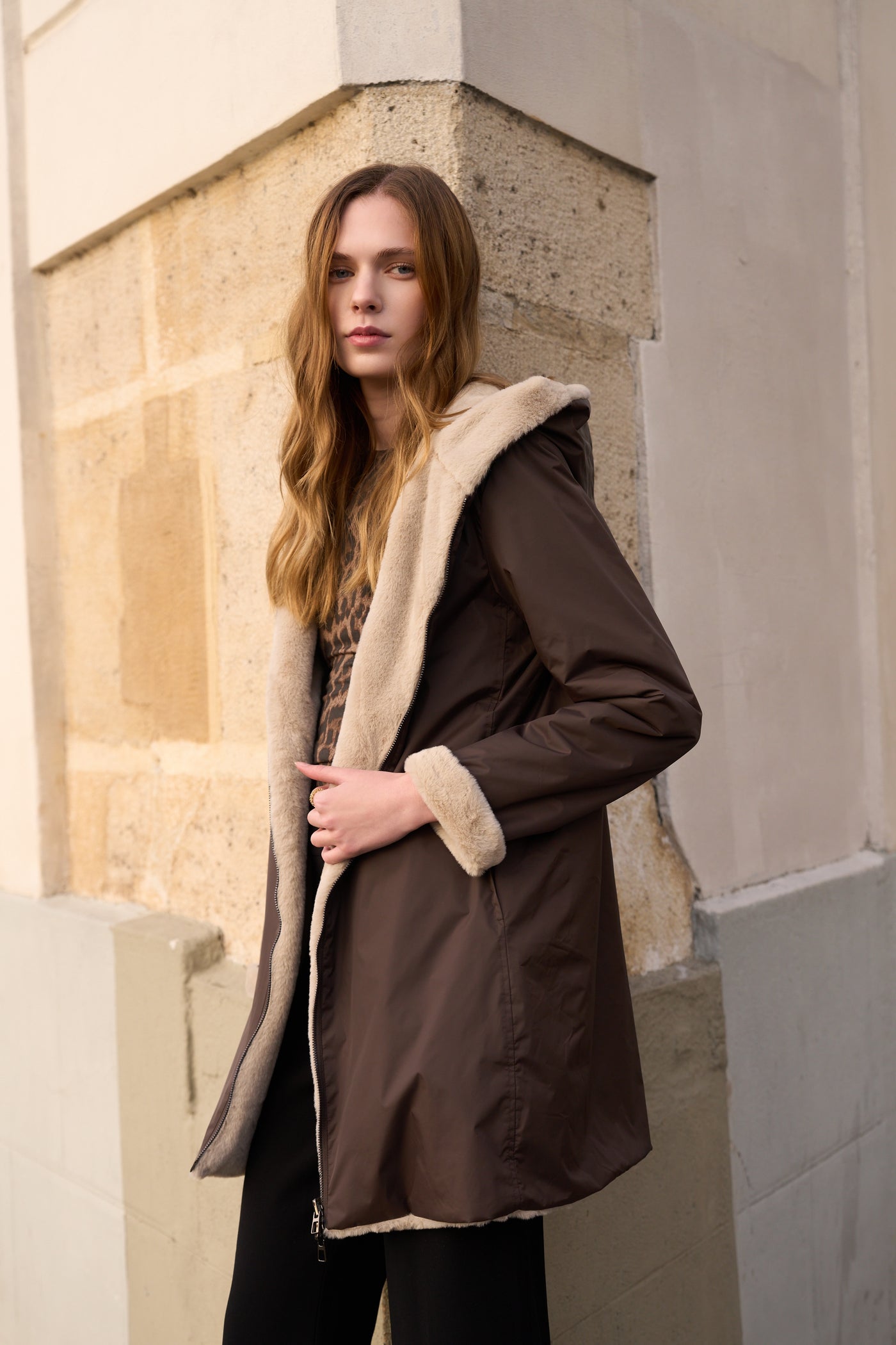 parka chaude femme #couleur_choco-beige