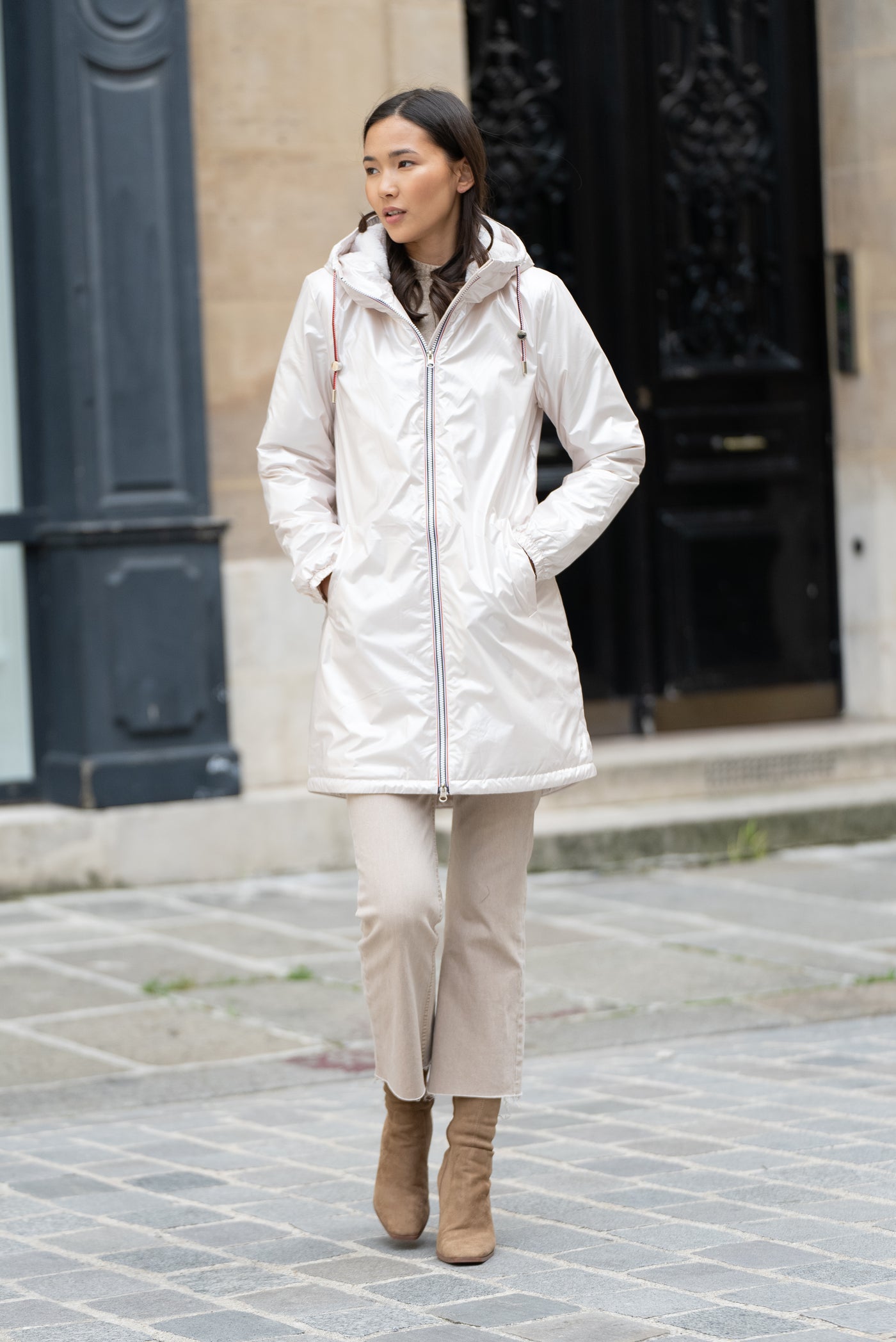 parka fourrée femme #couleur_nacre