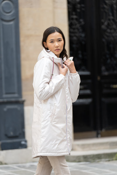 Imperméable fourré long avec cordon