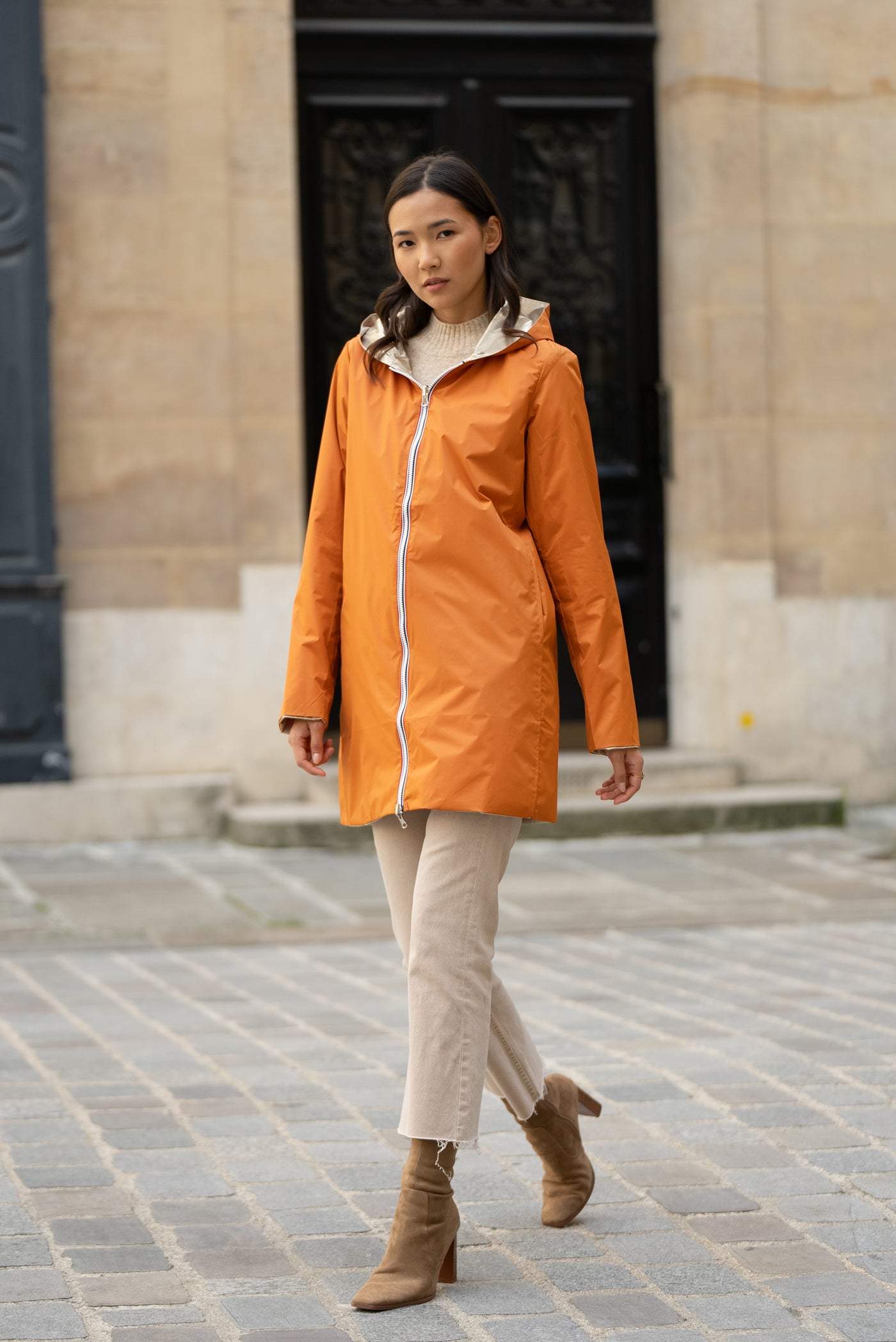 impermeable reversible femme #couleur_brique