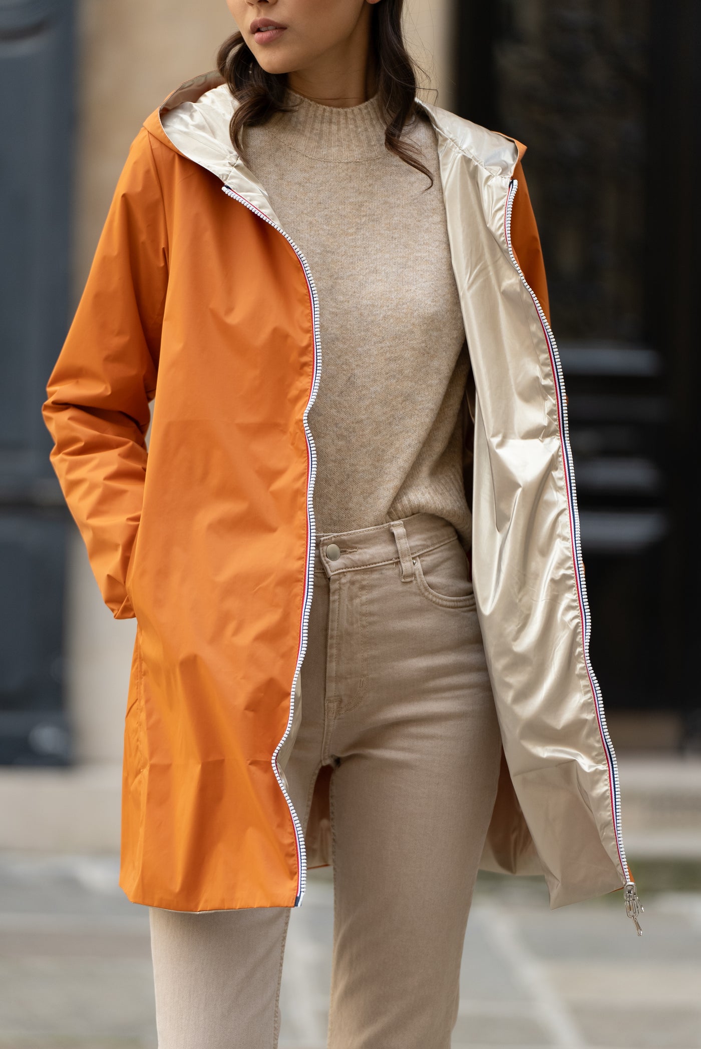 impermeable reversible femme #couleur_brique