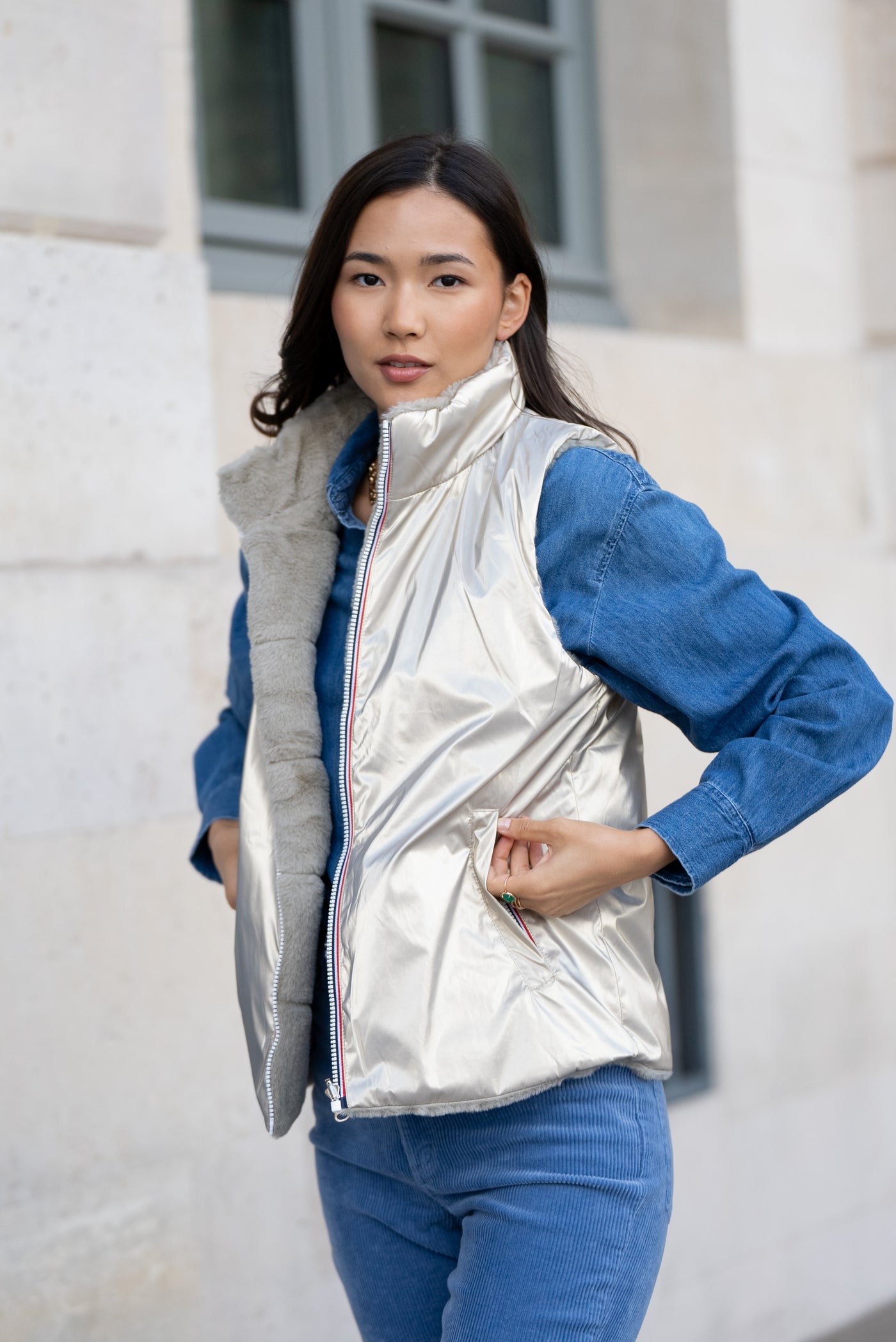 gilet sans manches femme #couleur_or