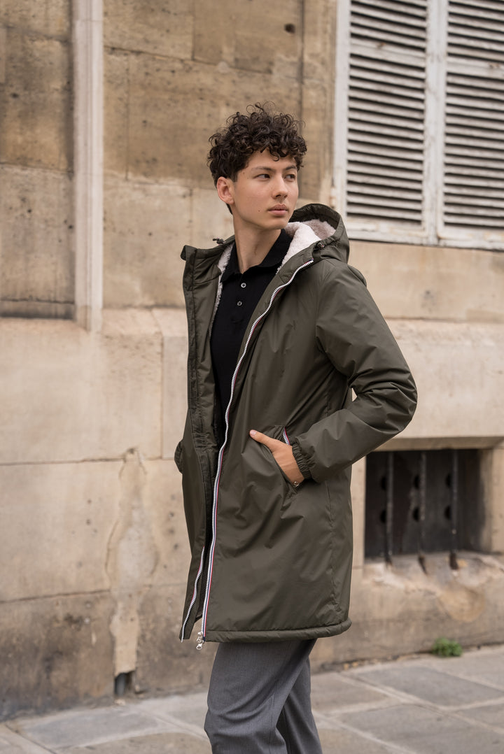 Parka Vintage Penguin Homme Taille L – Kaki, Veste Utilitaire En Coton