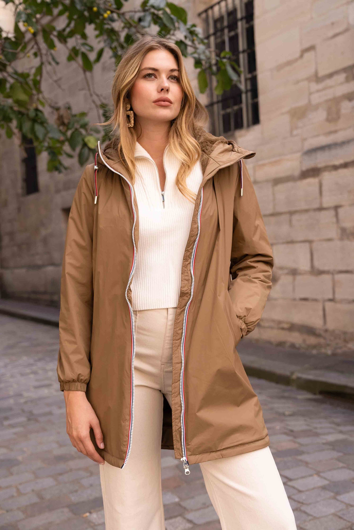 parka fourrée femme #couleur_camel