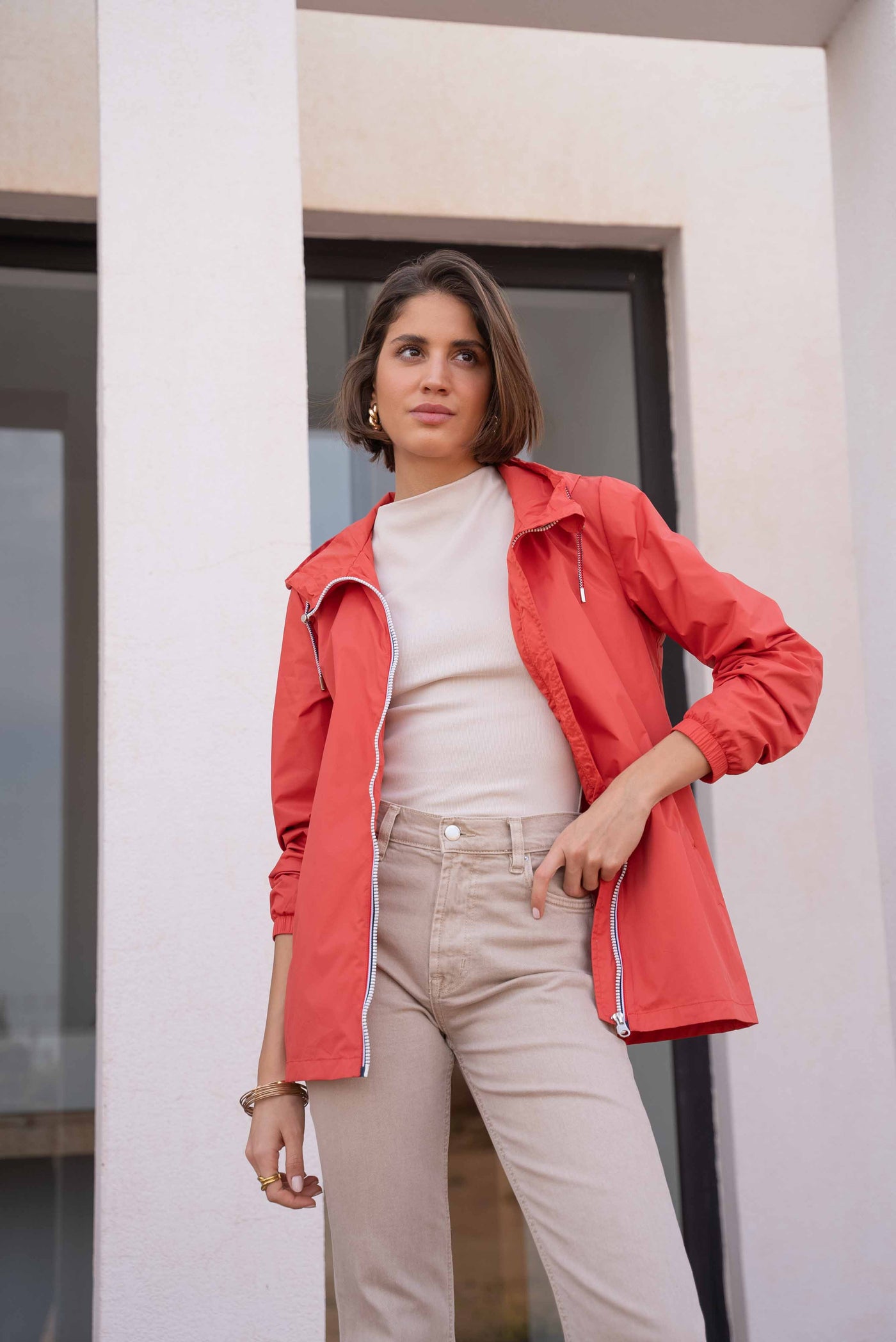 impermeable femme chic #couleur_corail