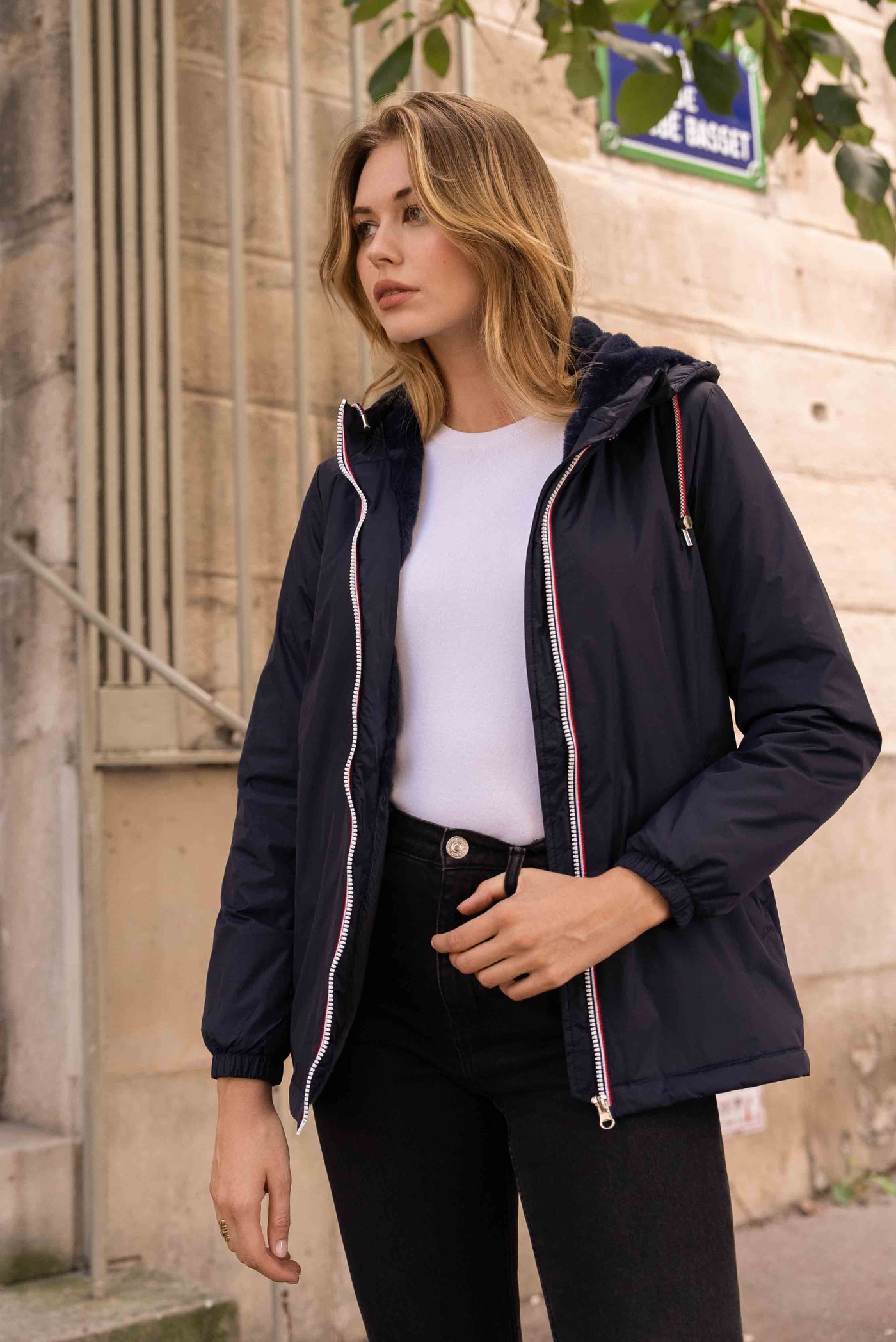 Impermeable fourré femme #couleur_marine