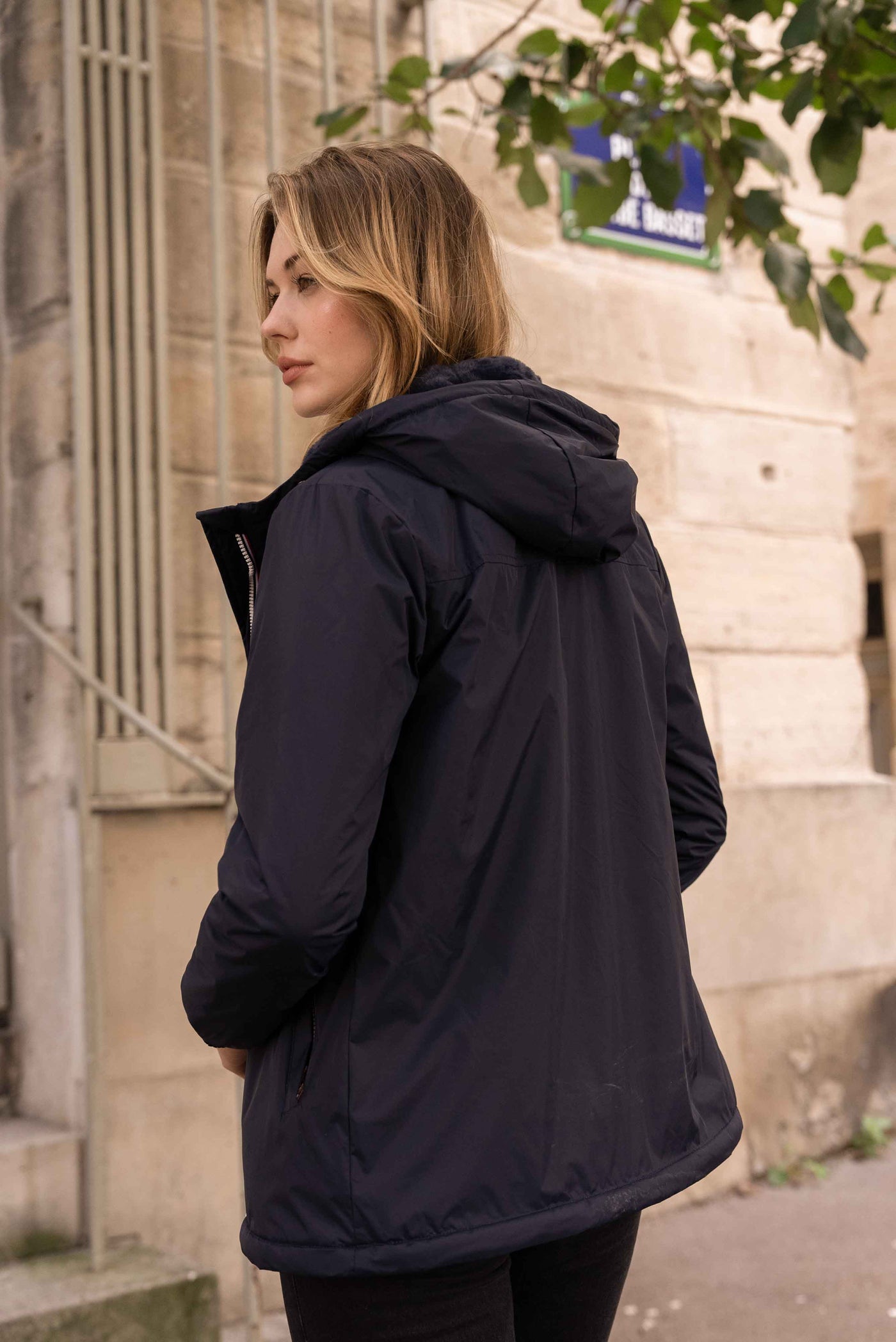 Impermeable fourré femme #couleur_marine