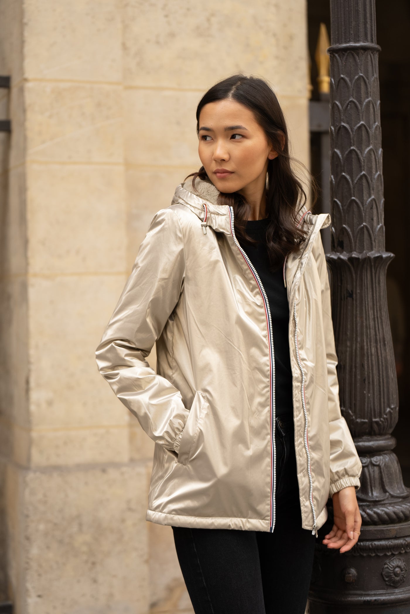 Impermeable fourré femme #couleur_or