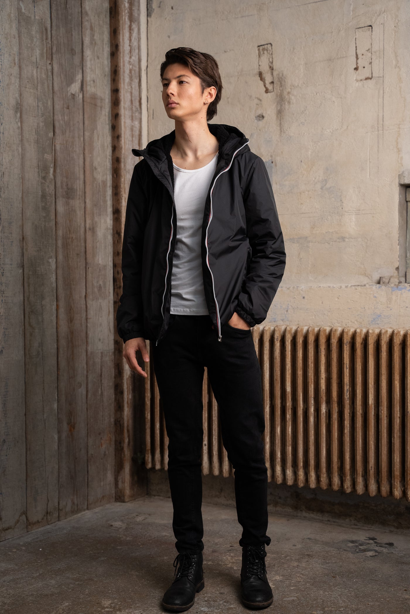 veste sherpa homme #couleur_noir