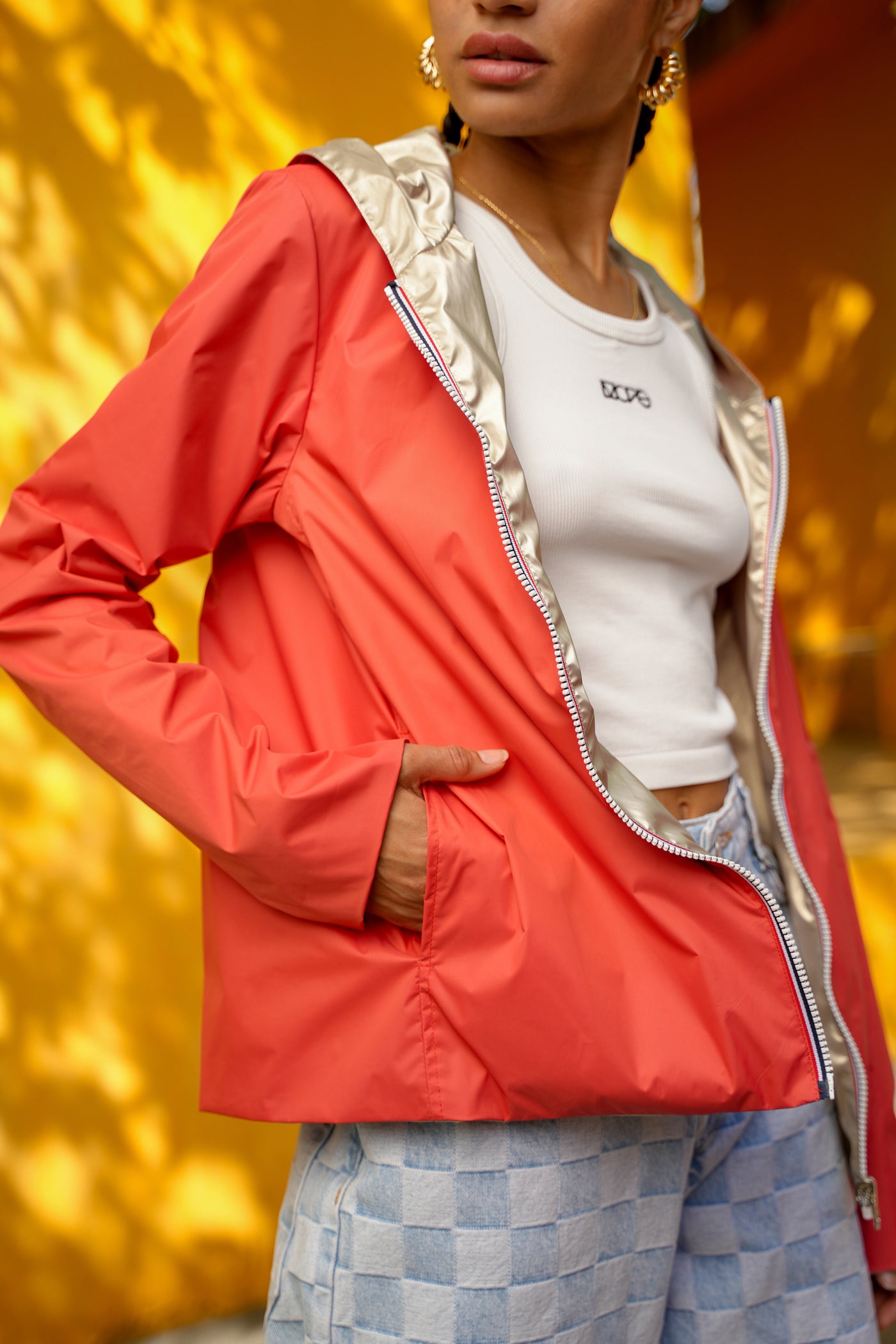 imperméable réversible femme Laura Jo #couleur_corail