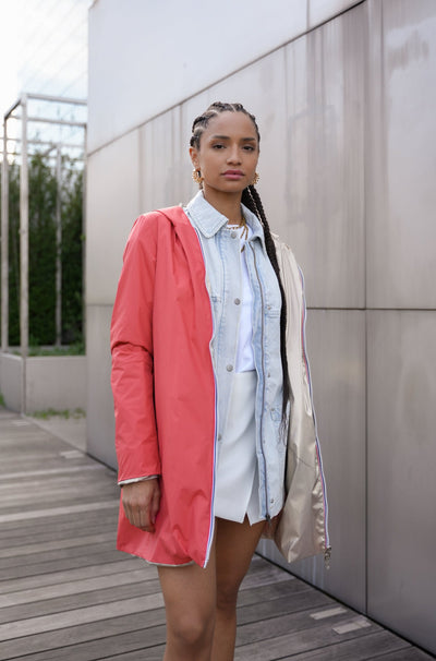 impermeable reversible femme #couleur_corail