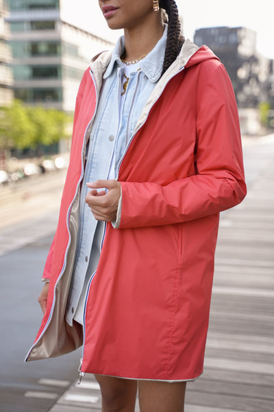 impermeable reversible femme #couleur_corail