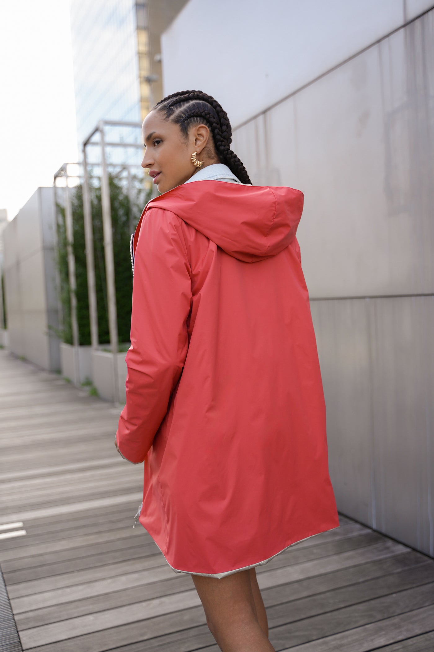 impermeable reversible femme #couleur_corail