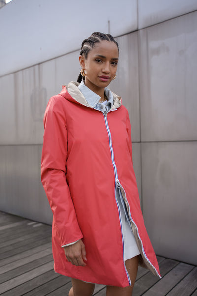 impermeable reversible femme #couleur_corail