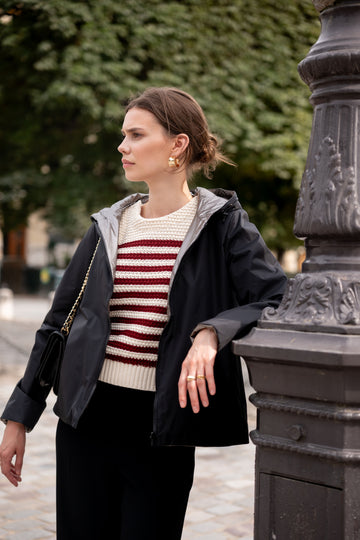 Imperméable réversible court mi-saison brillant