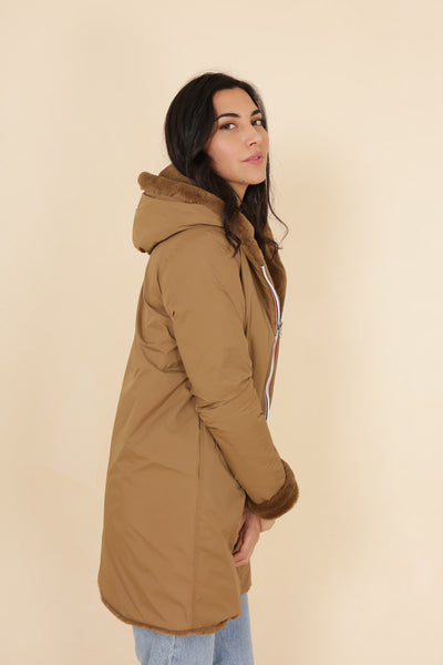 imperméable réversible fourré Laura Jo #couleur_camel