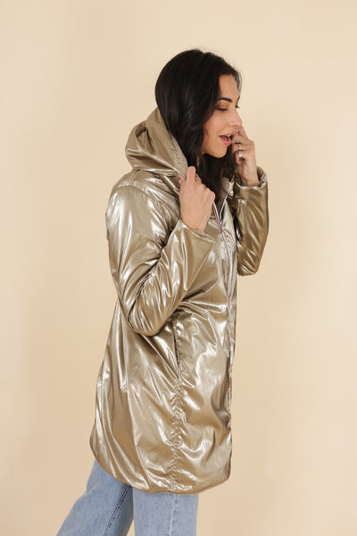 imperméable réversible fourré Laura Jo #couleur_bronze