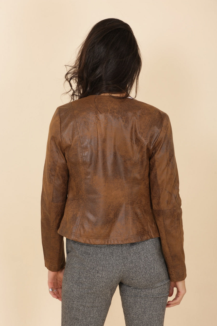 Veste en suedine femme Laura Jo #couleur_camel