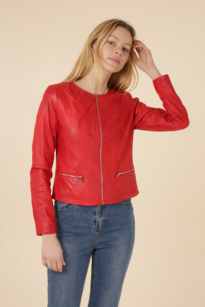 Veste en suedine femme Laura Jo #couleur_rouge