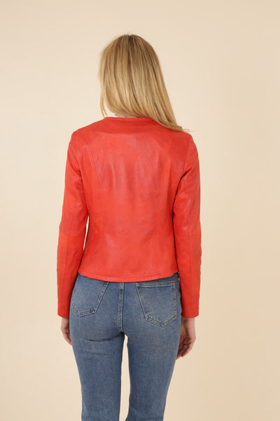 Veste en suedine femme Laura Jo #couleur_corail