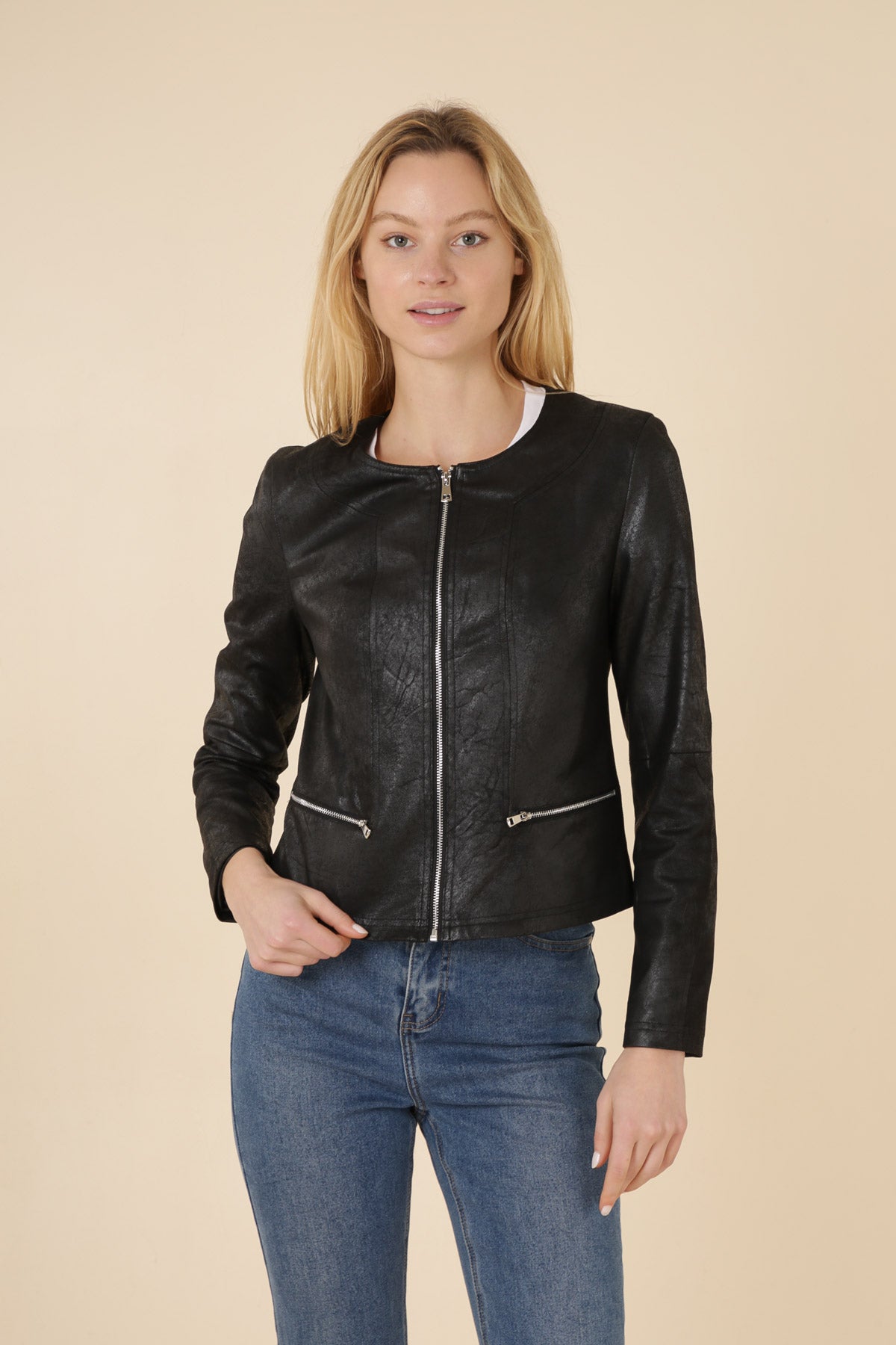 Veste en suedine femme Laura Jo #couleur_noir