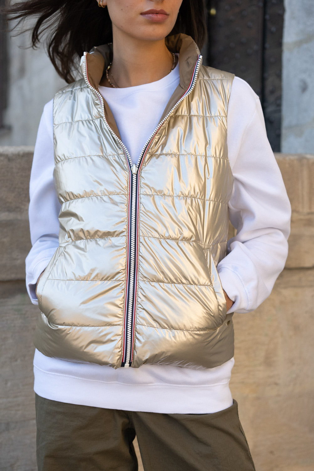 gilet sans manche femme doré